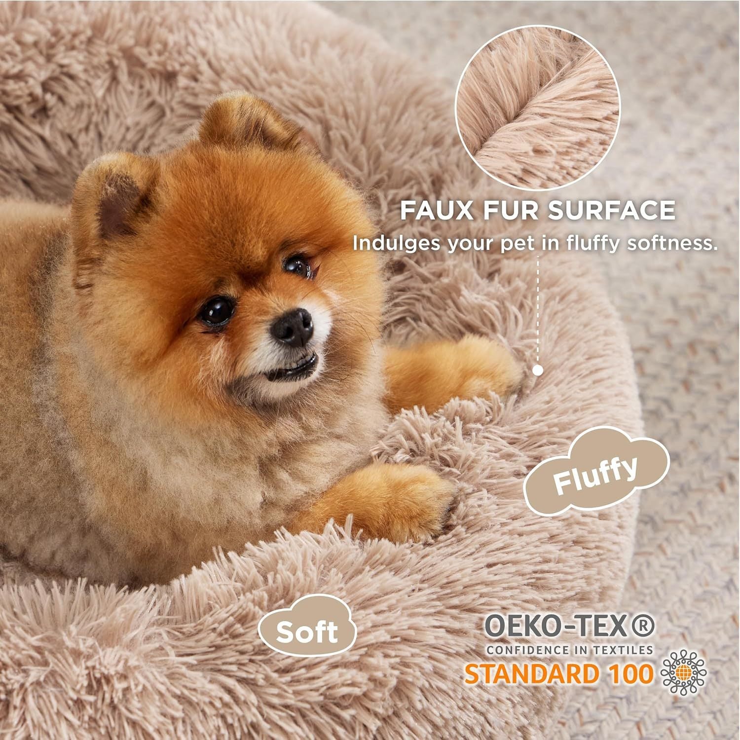 Indoor Solid Color Fluffy Plush Pet Bed