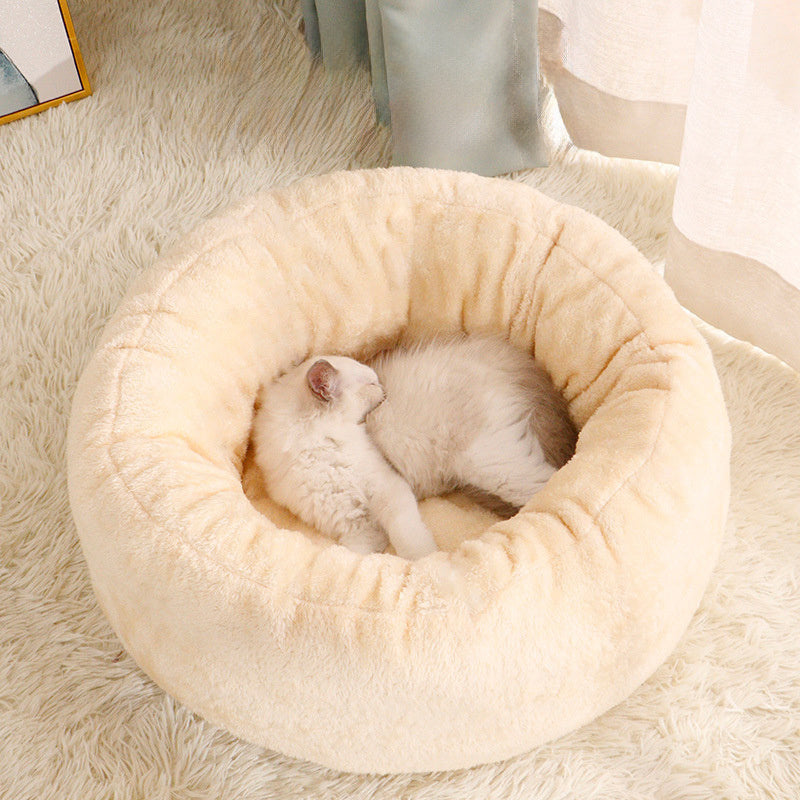 Pet Dog Bed Long Plush Donut