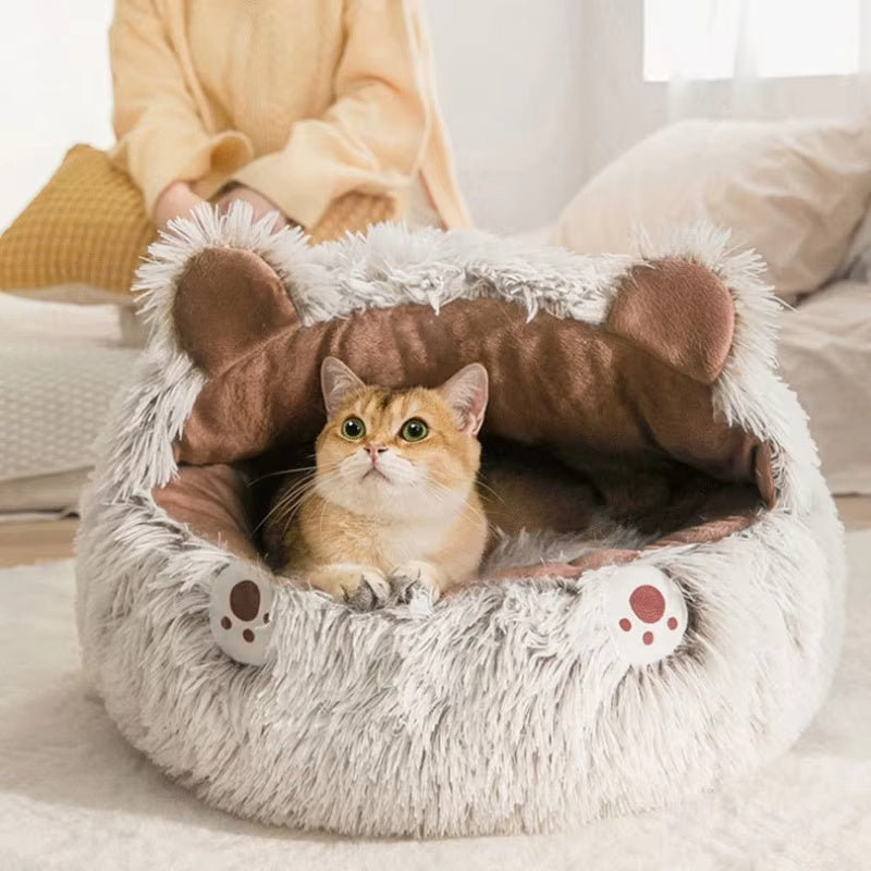 Winter New Long Plush Cat Bed