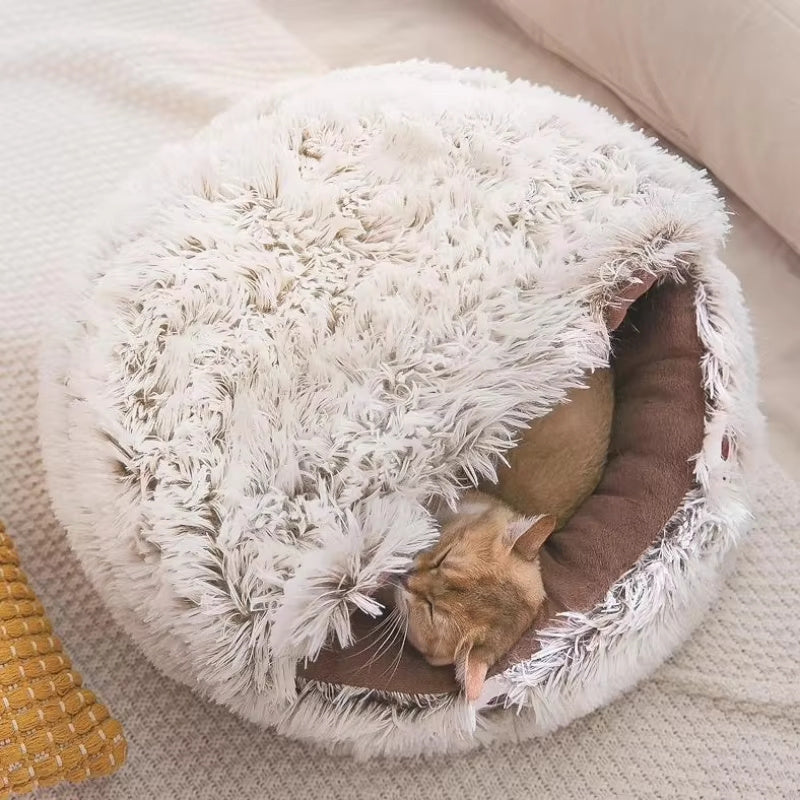 Winter New Long Plush Cat Bed