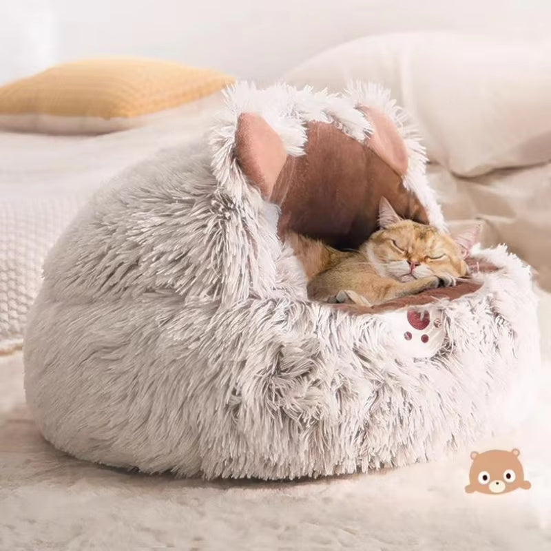 Winter New Long Plush Cat Bed