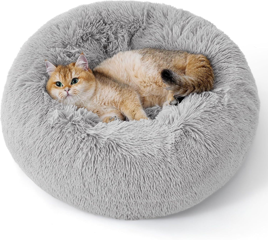 Indoor Solid Color Fluffy Plush Pet Bed